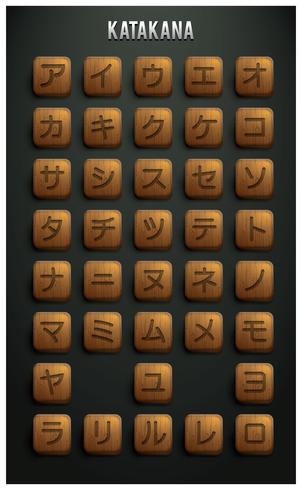Free Wooden Katakana Japanese Letter Vector
