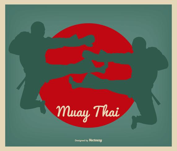 Ilustración retro Muay Thai vector