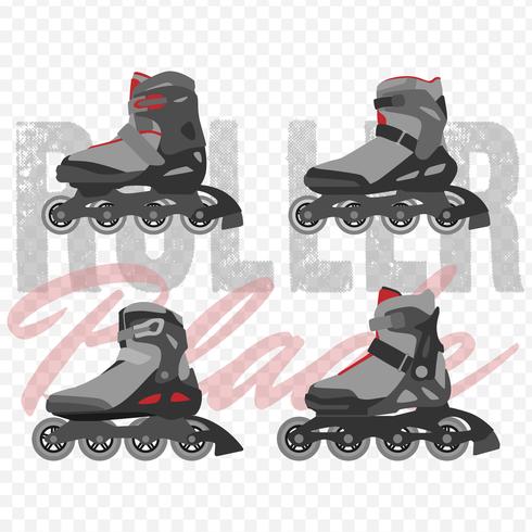 Modern Roller Blades Set vector