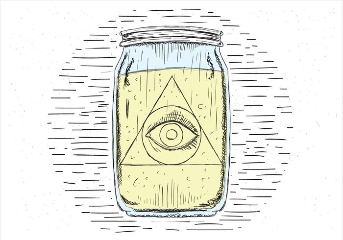 Free Hand Drawn Vector Eye In Jar 
