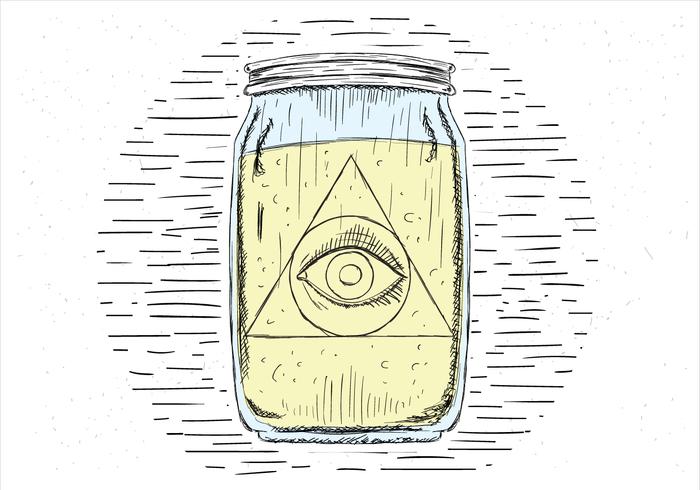 Free Hand Drawn Vector Eye In Jar 