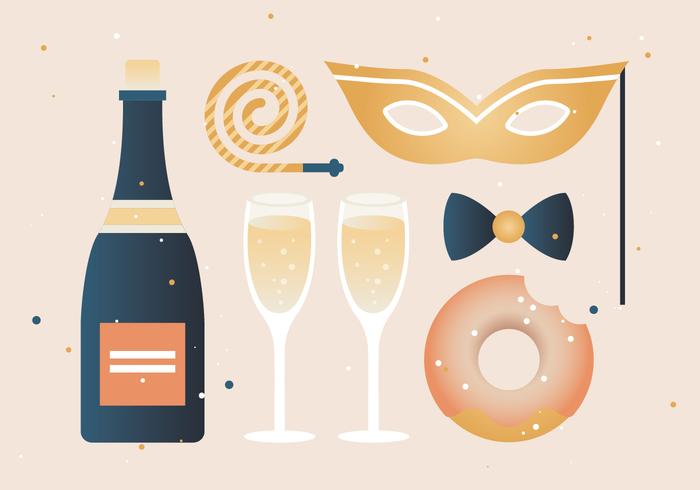 Free Flat Design Vector New Year Elemets