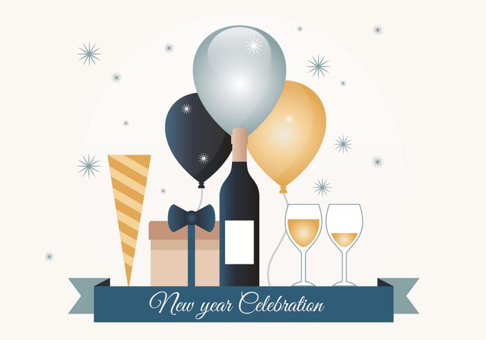 Free Flat Design Vector New Year Greeting