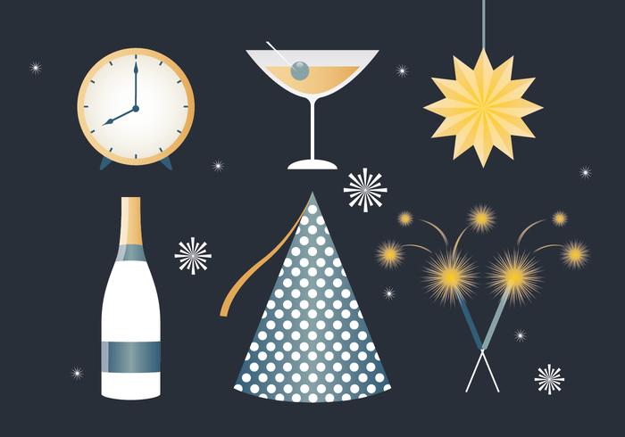 Free Flat Design Vector New Year Elements