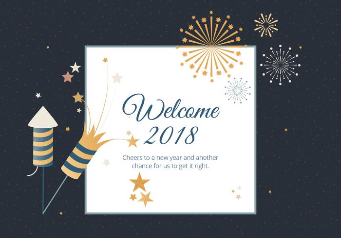 Free Flat Design Vector New Year Greeting