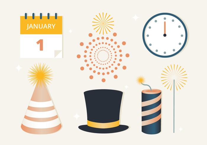 Free Flat Design Vector New Year Elements