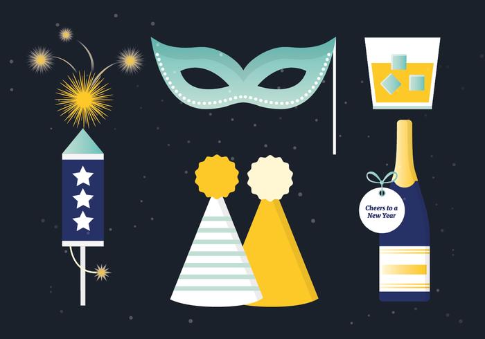 Free Flat Design Vector New Year Elements