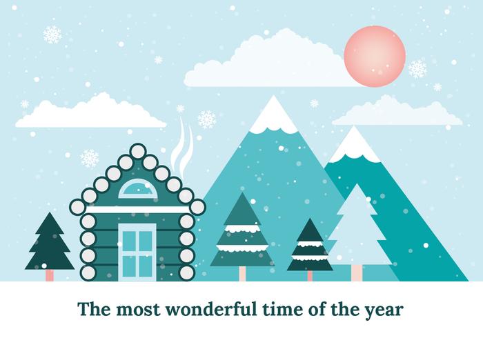 Free Flat Design Vector Winter Landscape
