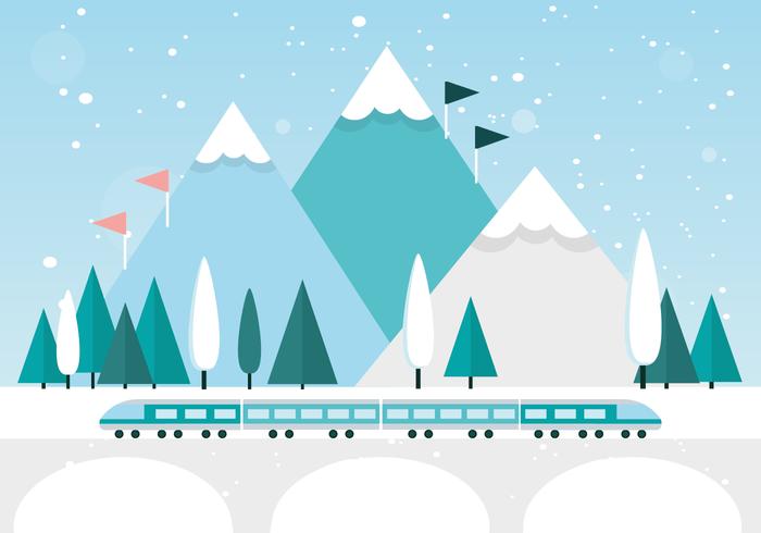 Free Flat Design Vector Winter Landscape