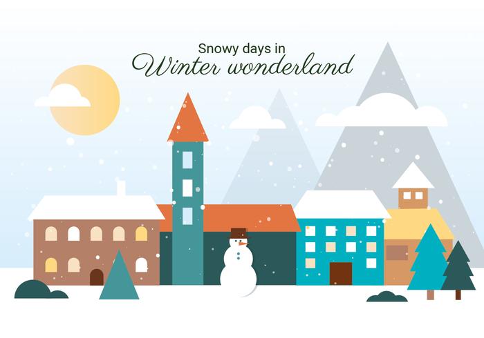 Free Flat Design Vector Winter Landscape