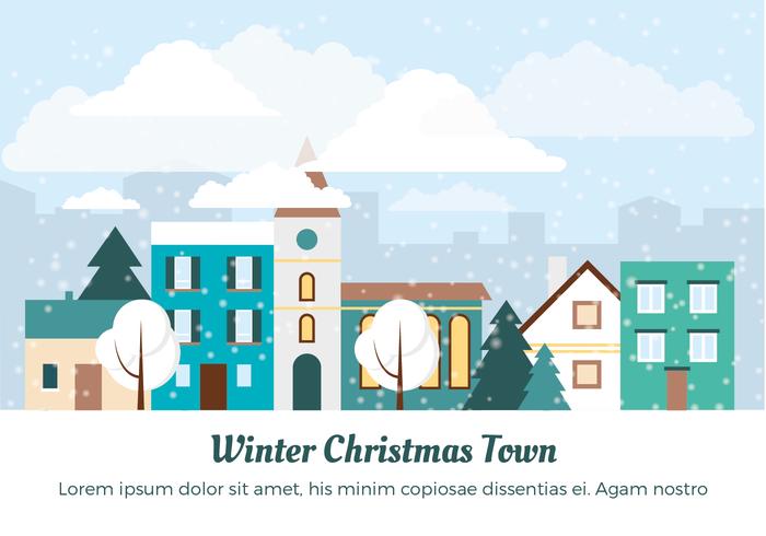 Gratis Flat Design Vector Winter Christmas Town