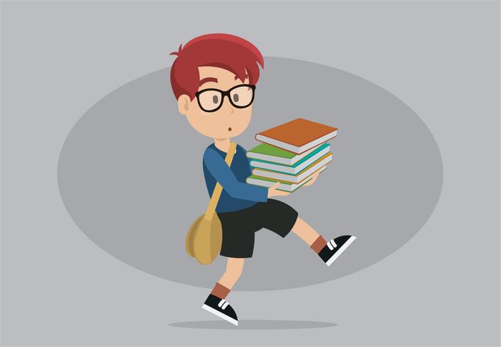 Cartoon Nerdy Bookworm Boy vector