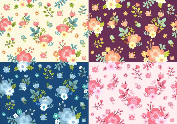 Set of Seamless Ditsy Floral Pattern 174465 Vector Art at Vecteezy