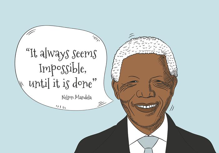 Nelson Mandela Character With Speech Bubble And Quote vector