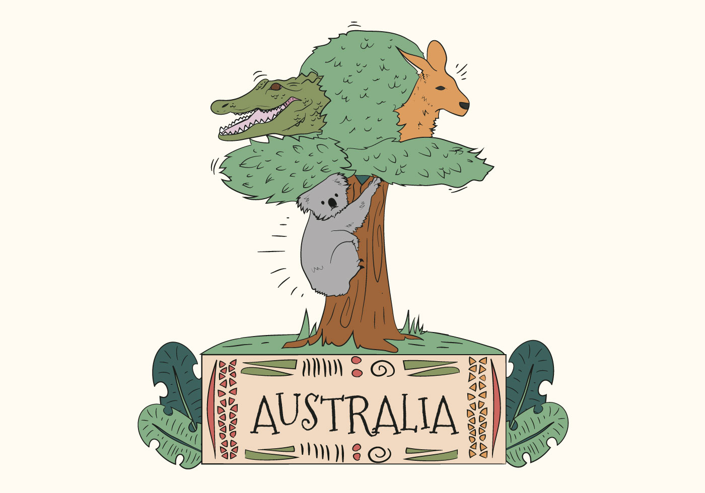 Download Australian Cute Wild Animals in Tree Vector 174472 ...