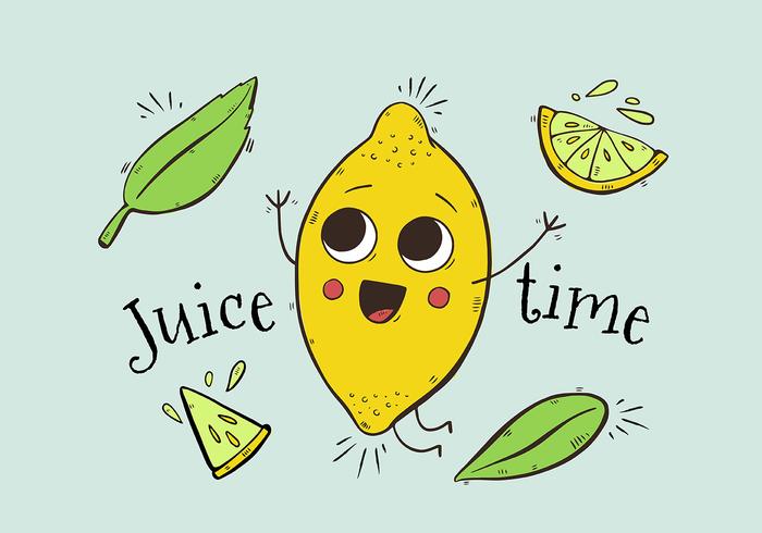 Cute Fruit Lime Character Jumping With leaves And Happy Quote vector