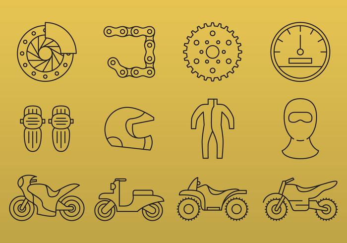 Iconos de línea de motocicleta vector