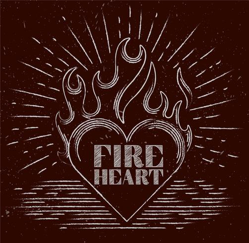 Vector Hand Drawn Flaming Heart
