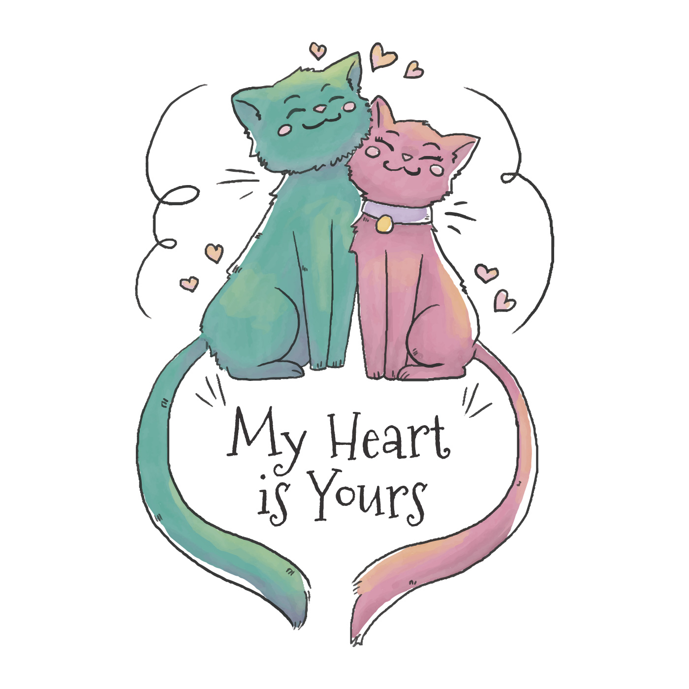 Cute Cat Couple Cartoon Images : Cute Couple Cat Stock Illustration ...