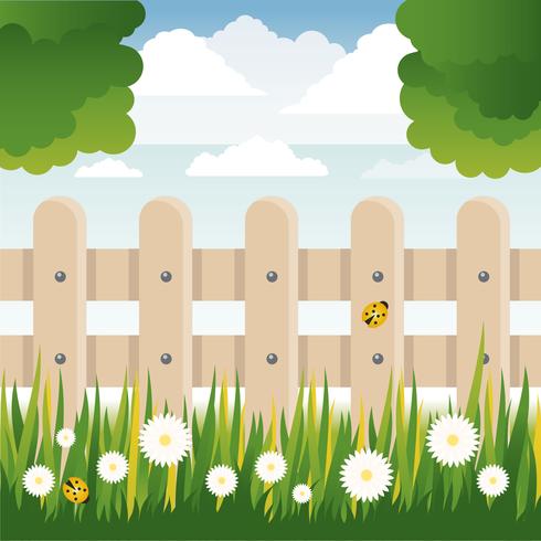 Ilustraciones de paisaje de Vector de primavera