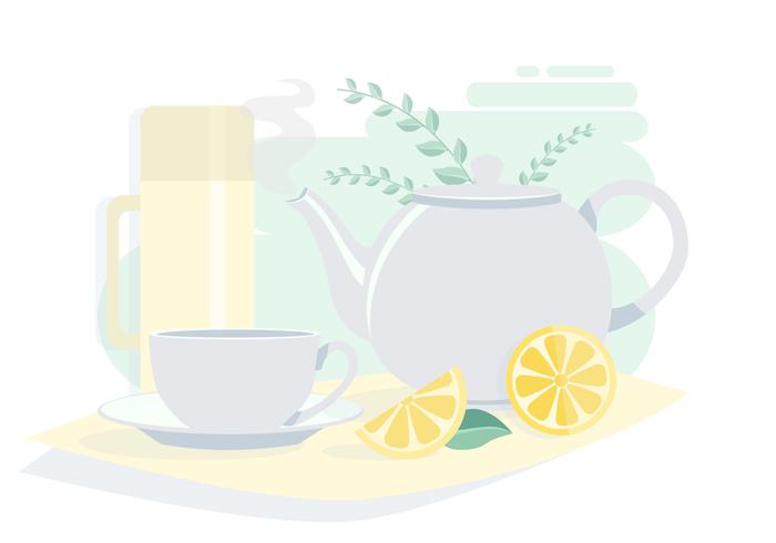 Vector Teapot on a Table Illustration