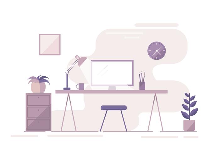 Vector Office Work Space Illustration