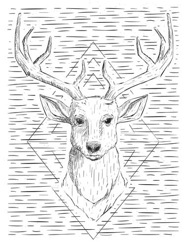 Hand Drawn Vector Abstract Deer Illustration