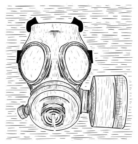 Hand Drawn Vector Gas Mask Illustration