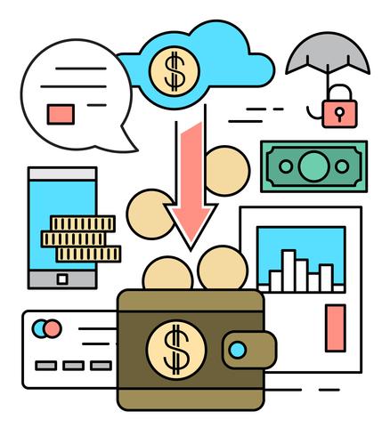 elementos lineales de vector de finanzas y banca