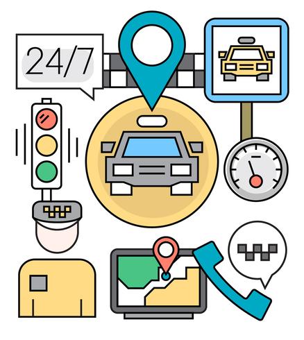 Free Linear Taxi Icons vector