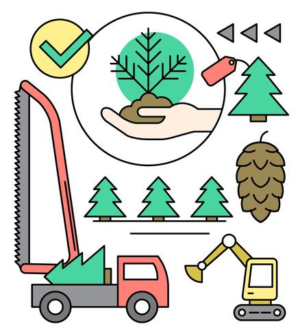 Linear Pine Tree Farm vector