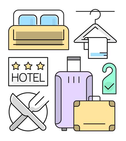 Linear Hotel Icons Set vector