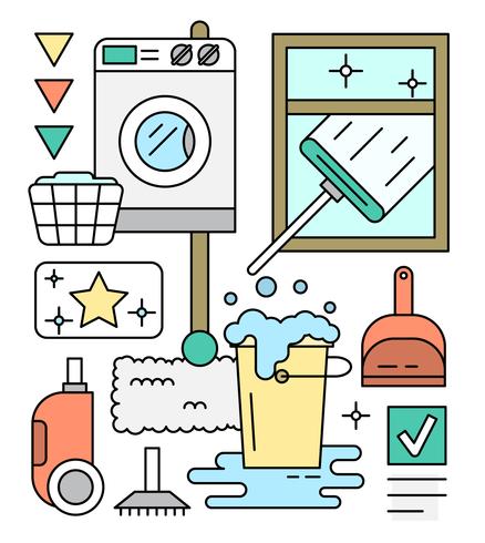 Linear Icons About Cleaning vector