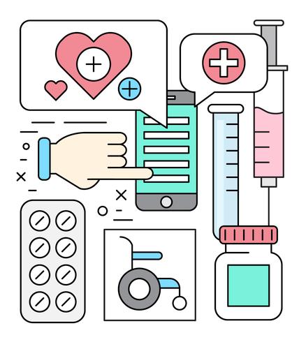 Linear Medical Icons vector