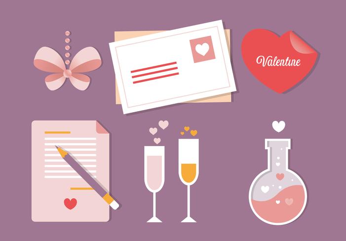 Elementos de tarjeta de felicitación de vector de San Valentín