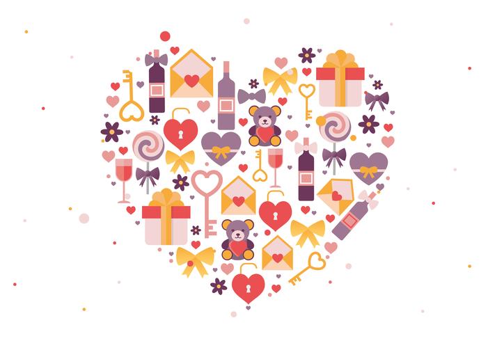 Valentine's Day Vector Greeting Card Illustration