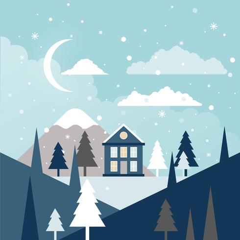 Vector ilustración de paisaje de invierno