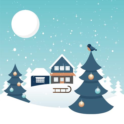 Vector Winter Landscape Illustration