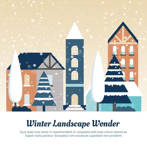 Vector ilustración de paisaje de invierno