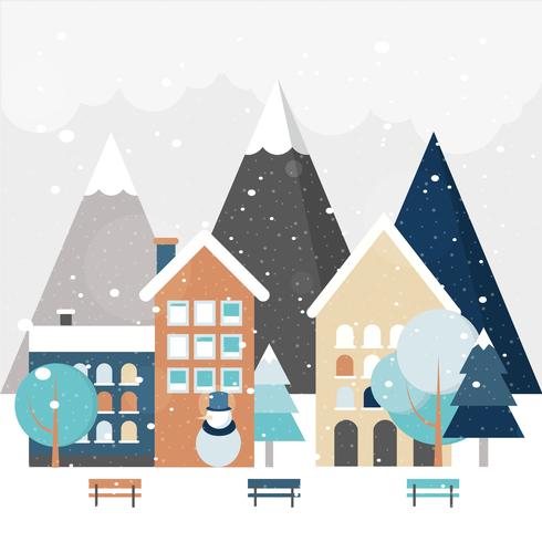 Beautiful Winter Landscape Vector Illustration