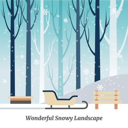 Beautiful Winter Landscape Vector Illustration