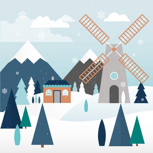 Beautiful Winter Landscape Vector Illustration