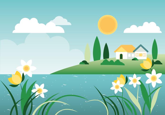 Hermosa ilustración de fondo de primavera vector