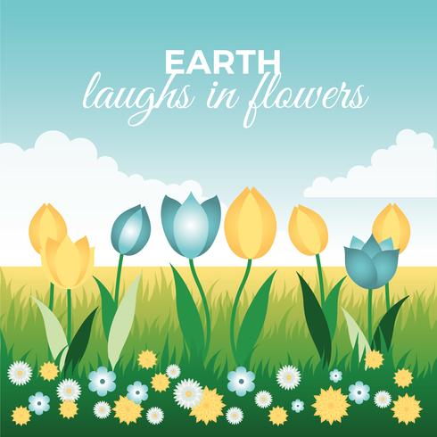 Beautiful Spring Landscape Illustration vector