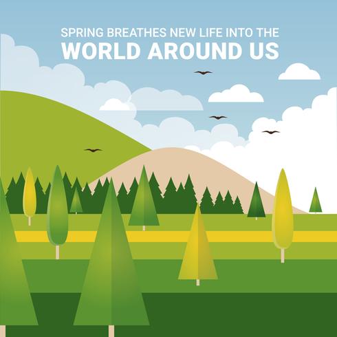 Beautiful Spring Vector Landscape Illustration