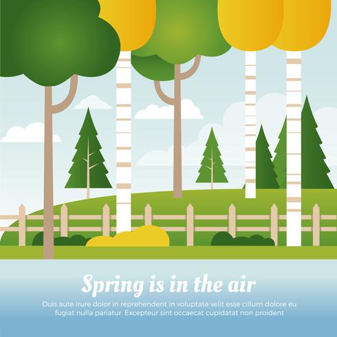 Ilustración hermosa paisaje de primavera del vector