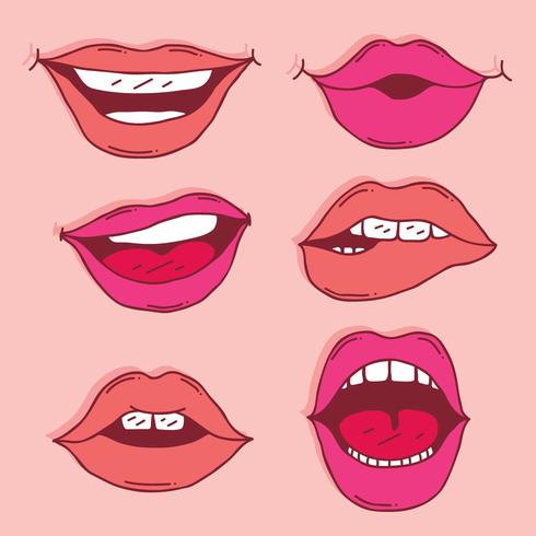 Hand Drawn Lips Collection Vector