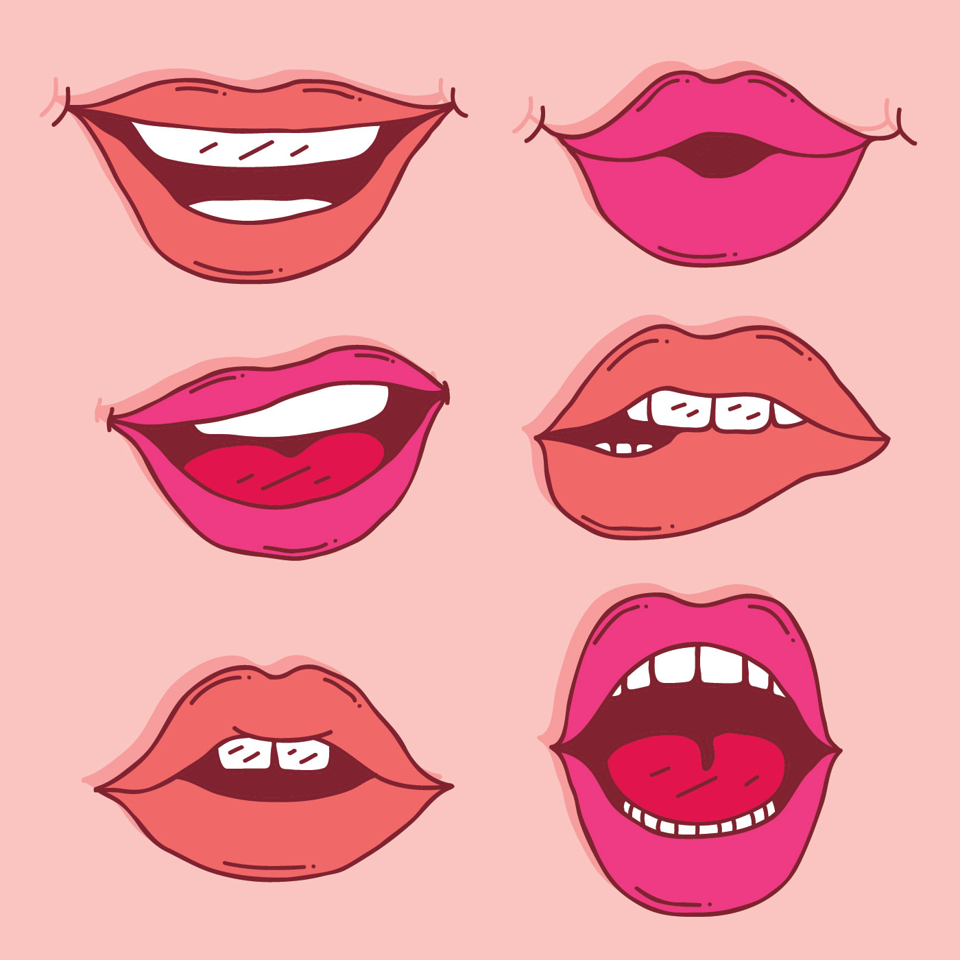 Download Hand Drawn Lips Collection Vector for free.