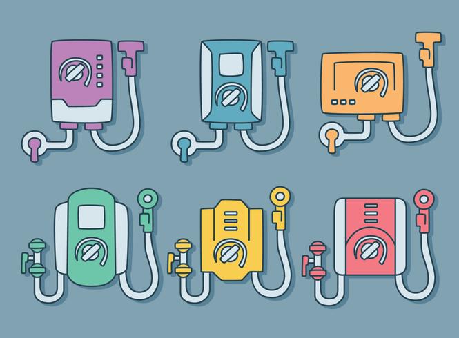 Colored Hand Drawn Water Heater Vector