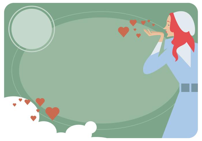 Girl Valentine Card Vector